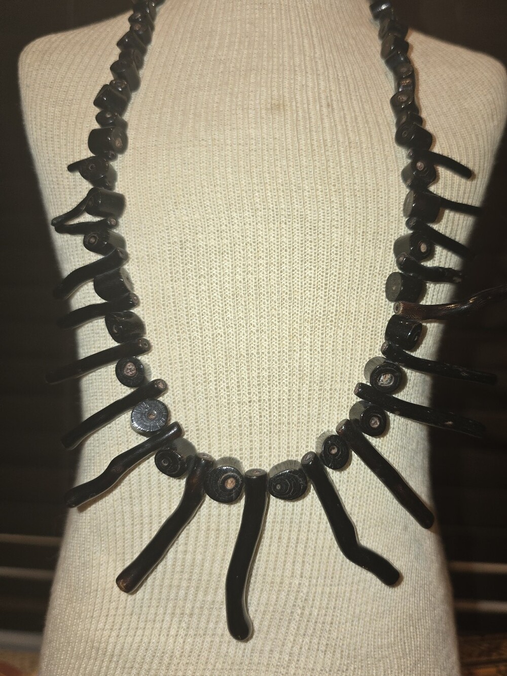 Vtg. Handcrafted  Black Coral Necklace